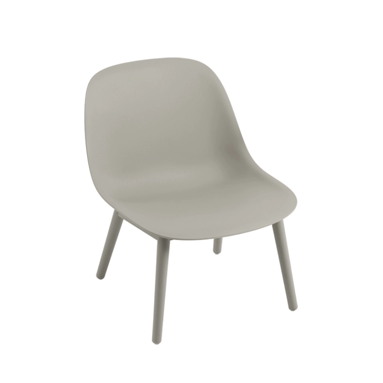Fauteuil FIBER LOUNGE Pieds bois Gris MUUTO