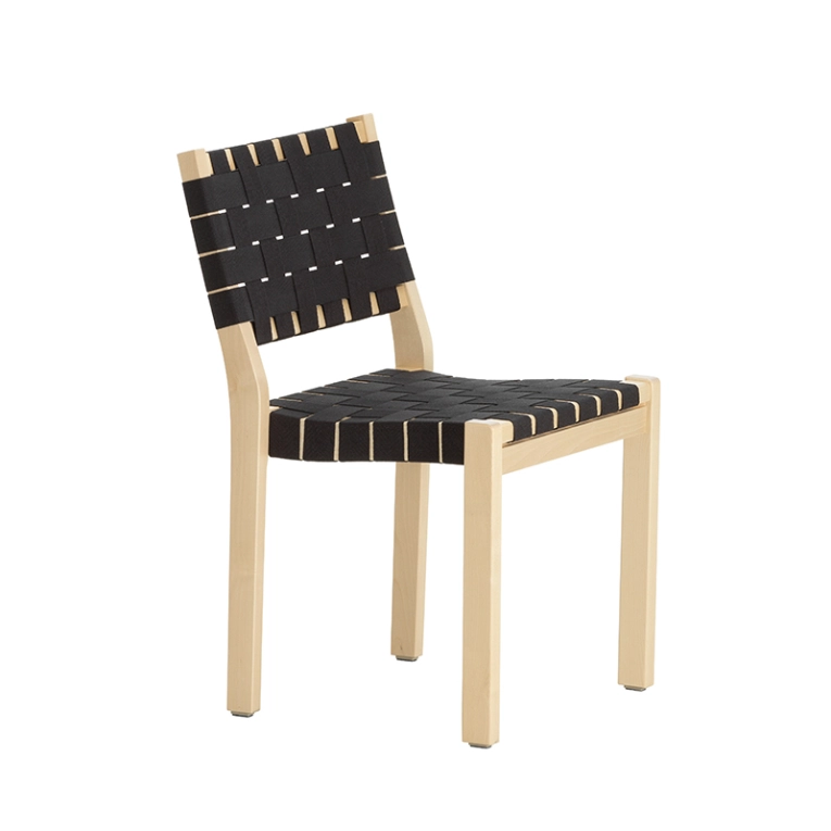 Chaise 611 Bouleau naturel / lin noir/noir ARTEK