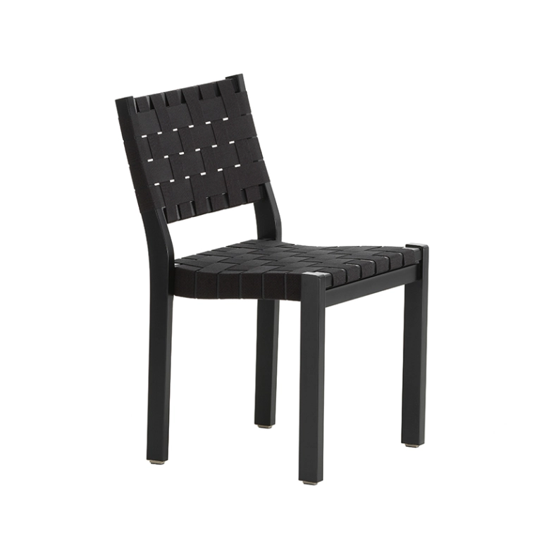 Chaise 611 Bouleau noir / lin noir/noir ARTEK
