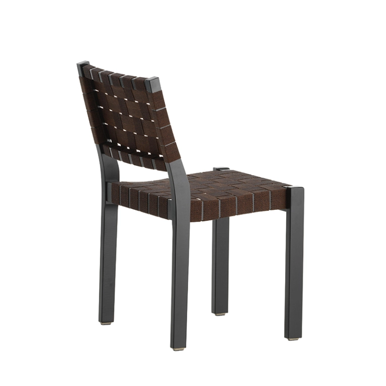 Chaise 611 Bouleau noir / lin noir/marron ARTEK