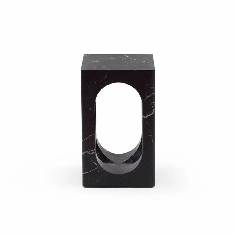 Table d'appoint guéridon CARLO Marbre Marquina noir DE LA ESPADA