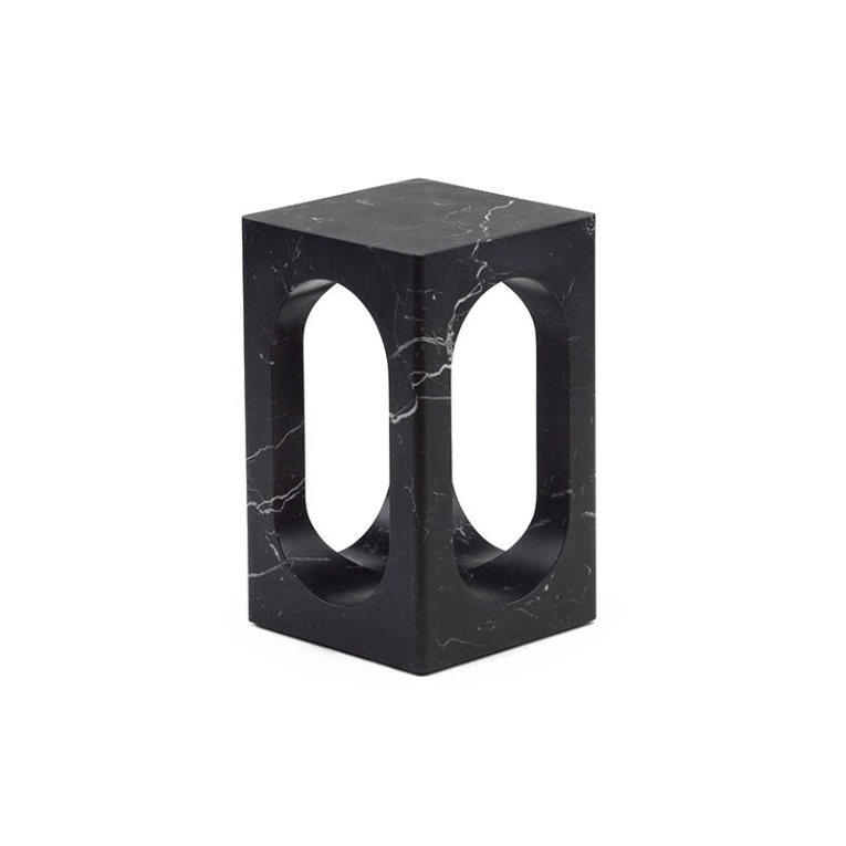 Table d'appoint guéridon CARLO Marbre Marquina noir DE LA ESPADA