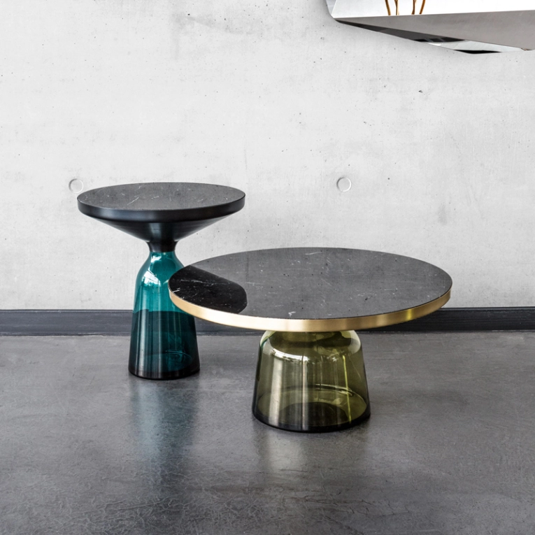 Table d'appoint guéridon BELL SIDE Marbre Gris quartz CLASSICON
