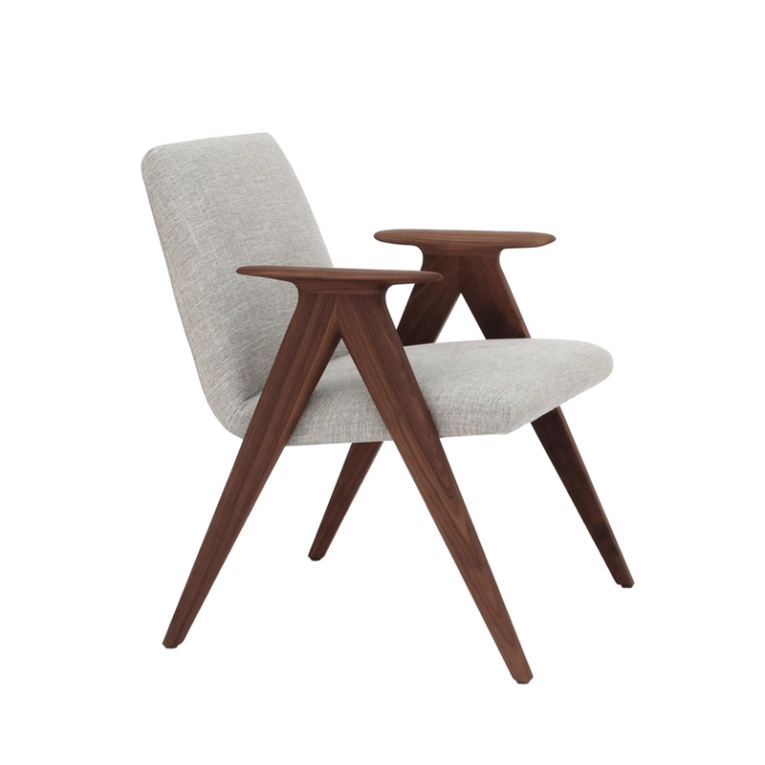 Fauteuil LIBERA Gris chiné/ noyer STUA
