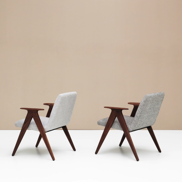 Fauteuil LIBERA Gris chiné/ noyer STUA