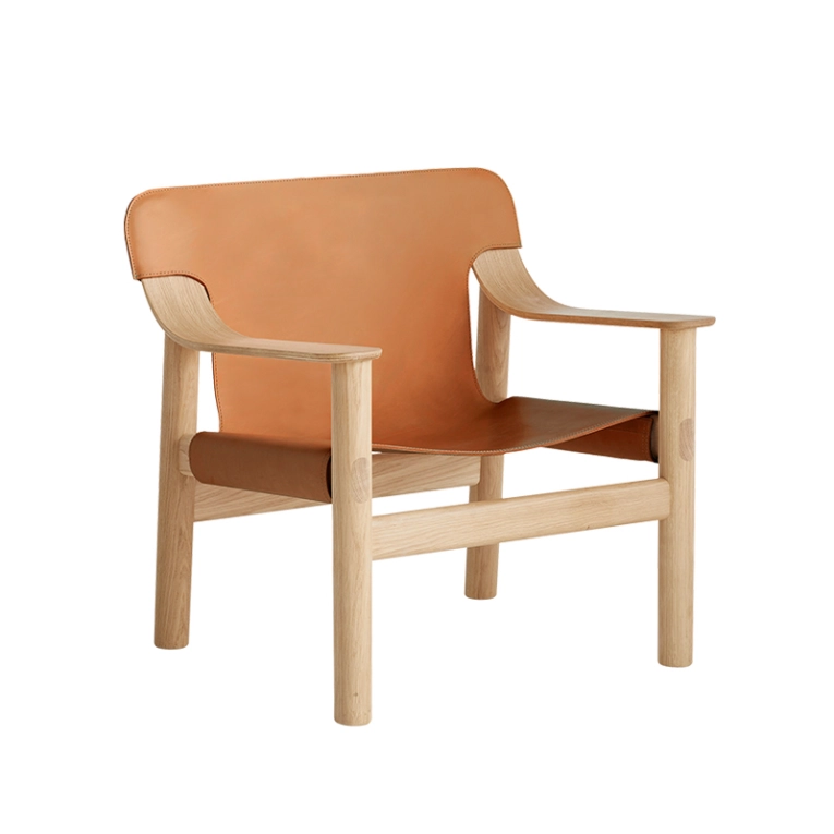 Fauteuil BERNARD Cuir Brandy/ chêne HAY