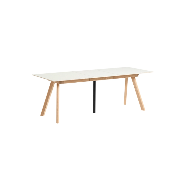 Table CPH 30 Rallonge 50x90 Lino blanc cassé/ chêne vernis à base d'eau HAY