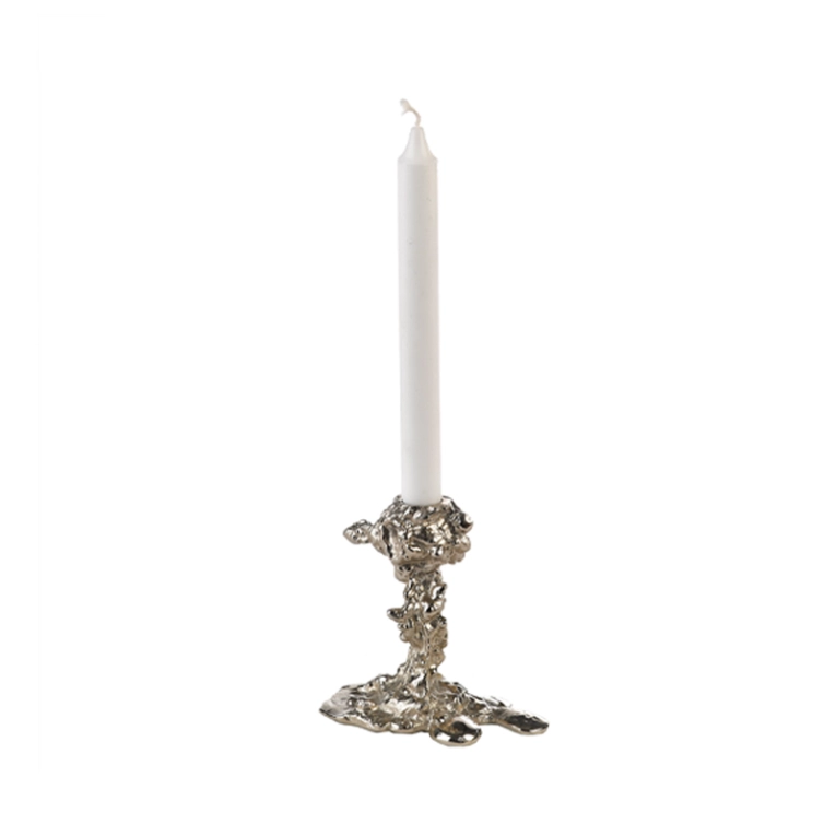 Photophore, bougeoir et bougie Bougeoir DRIP S Argent POLS POTTEN