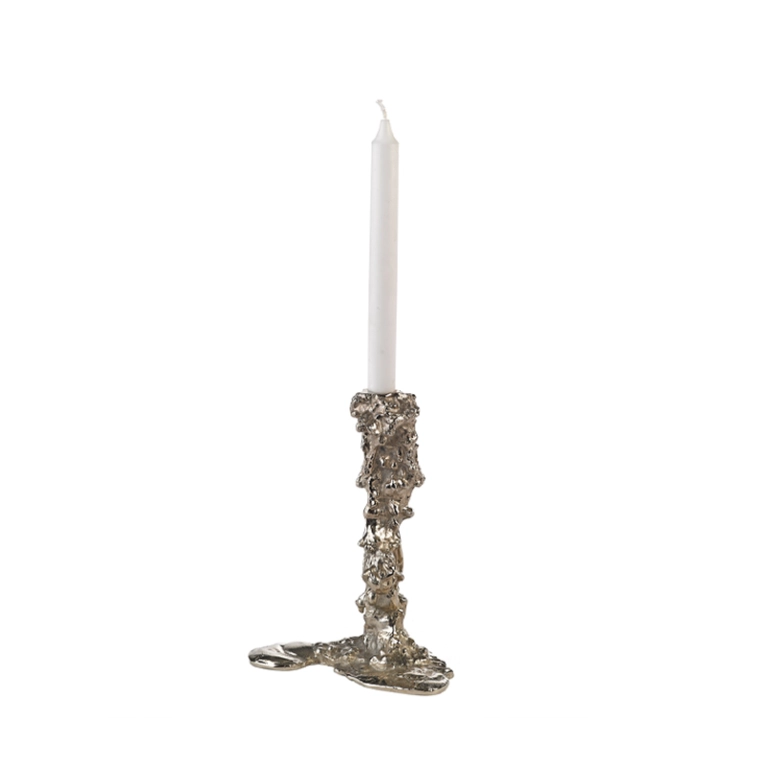 Photophore, bougeoir et bougie Bougeoir DRIP L Argent POLS POTTEN