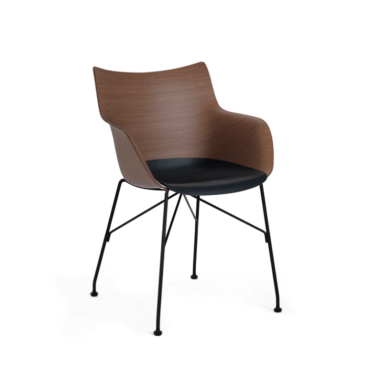 Chaise Q/WOOD assise plastique Hêtre foncé/ noir/ noir KARTELL
