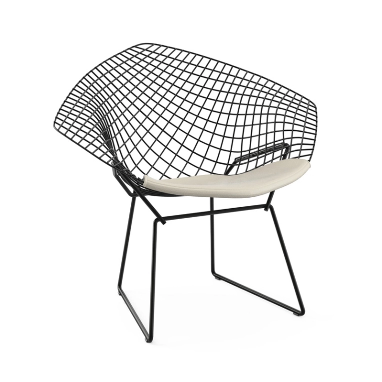 Fauteuil DIAMANT OUTDOOR avec galette d'assise Noir KNOLL