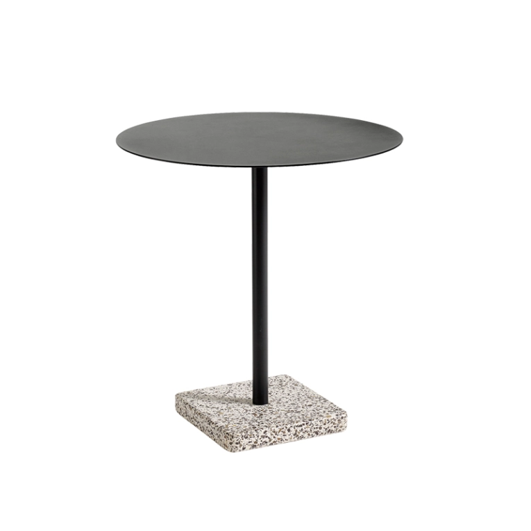 Table extérieur TERRAZZO Ø 70 Anthracite/ terrazzo gris HAY