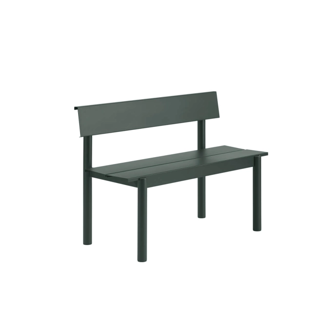 Outdoor Bench LINEAR STEEL with backrest W 110 Dark green MUUTO