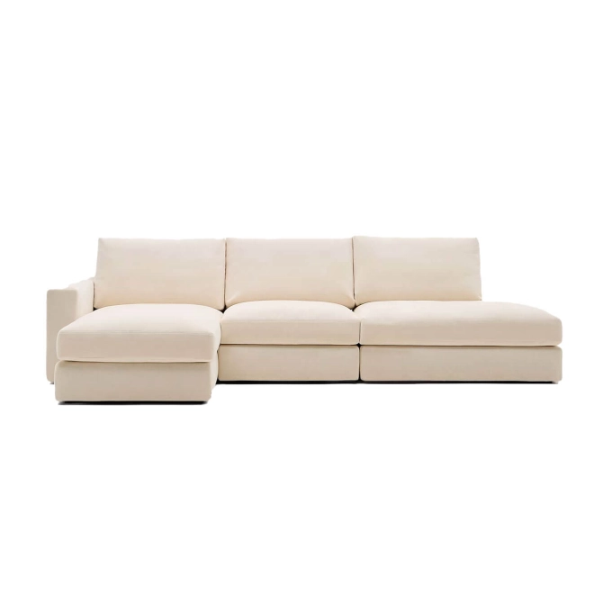 ALEA 5 places avec méridienne gauche chenille Ecrue KAVE HOME