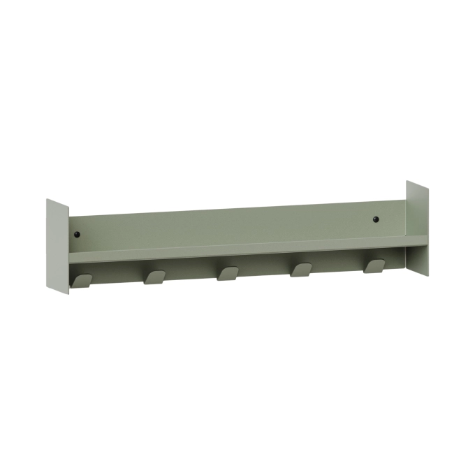 Etagère PLI Gris Eucalyptus avec rebords et porte-manteaux L 60 TIPTOE