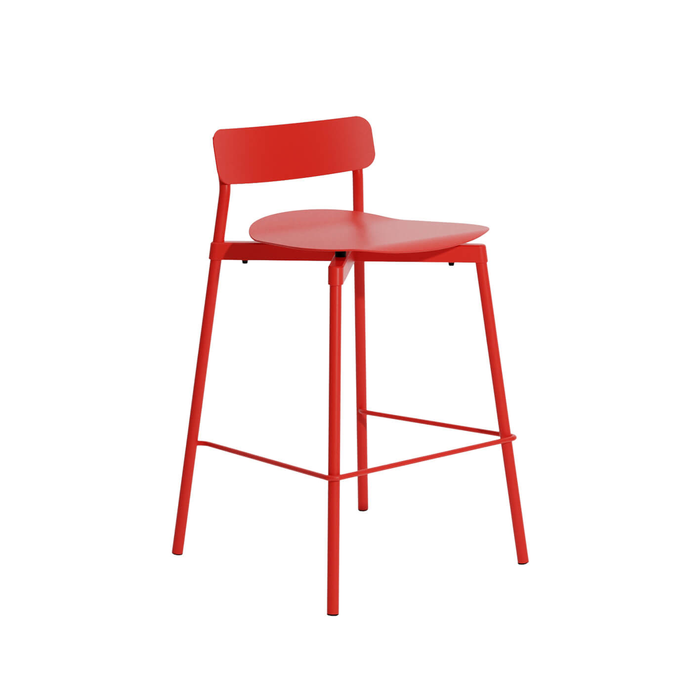 Tabouret H65 Fromme Aluminium Rouge Petite Friture