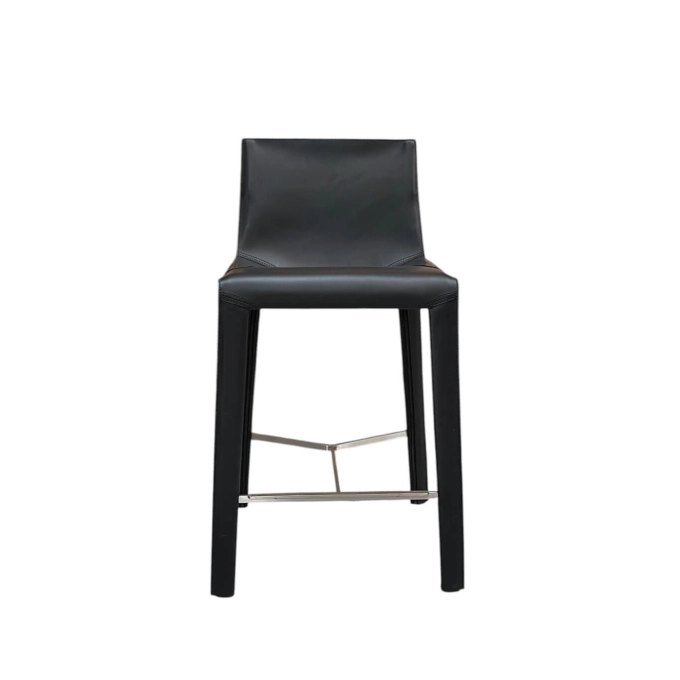 Second-life Bar Stool SEATTLE Black leather POLIFORM