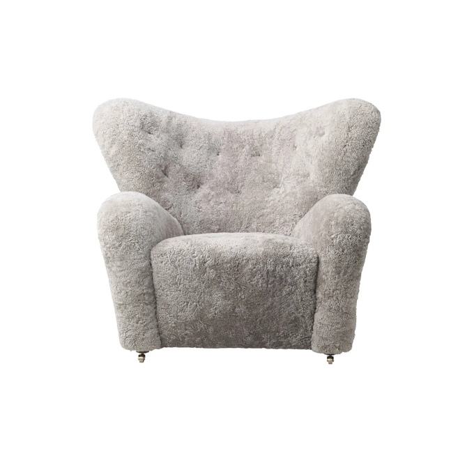 Easy chair THE TIRED MAN Dark Oak/ Sheepskin Green Tea AUDO COPENHAGEN