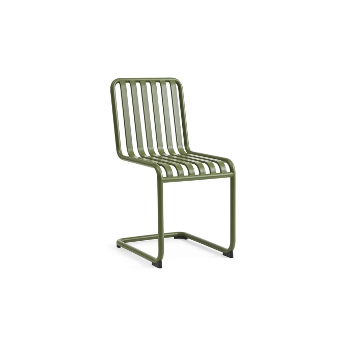 Outdoor Chair and Small Lounge Chair PALISSADE CANTILEVER Olive green HAY