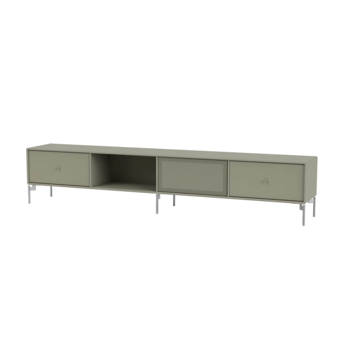 Meuble TV OCTAVE VII pieds chrome Fenouil MONTANA