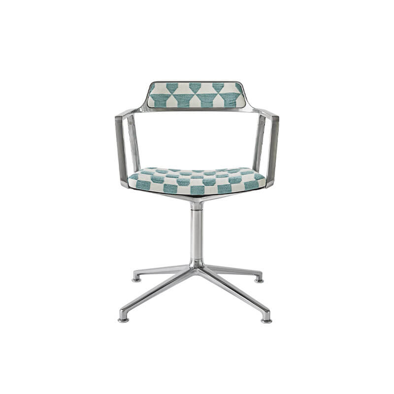 SWIVEL CHAIR 452 à patins Tissu Lagrasse / Aluminium poli VIPP