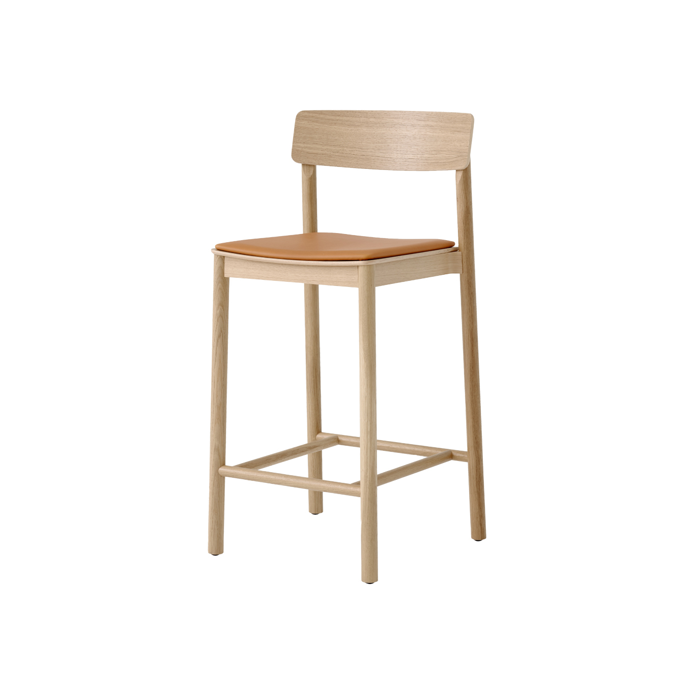 Tabouret haut BETTY TK14 Chêne / Cuir Cognac AND TRADITION
