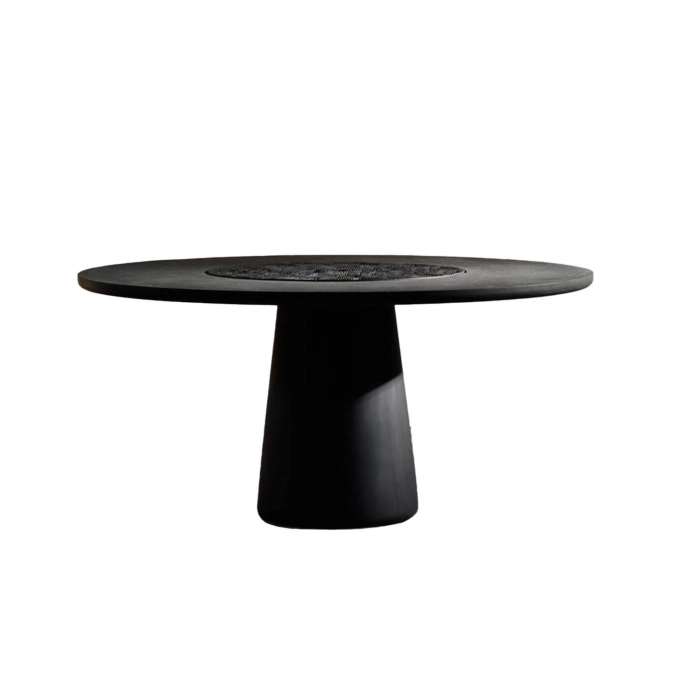 Dining Table KOBA granite tabletop Maple black Ø 140 ZANAT