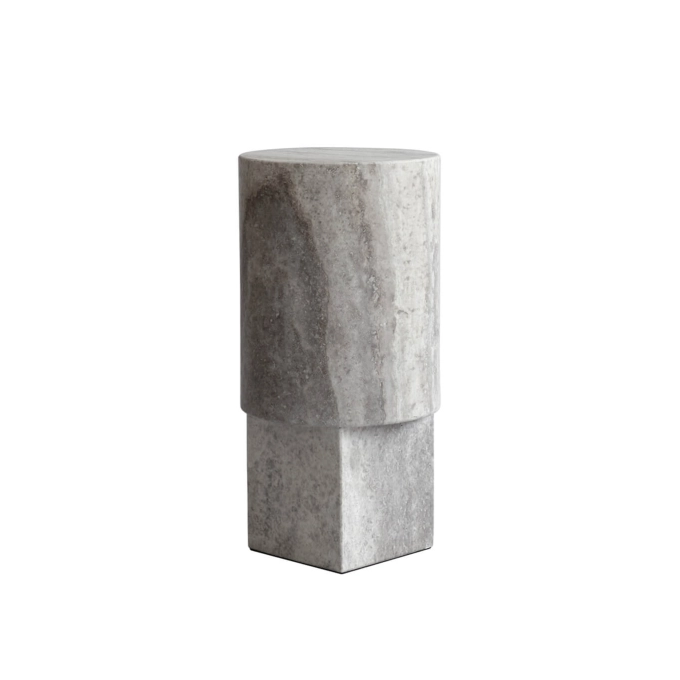 Table d'appoint guéridon COLUMN Travertin argenté 101 COPENHAGEN