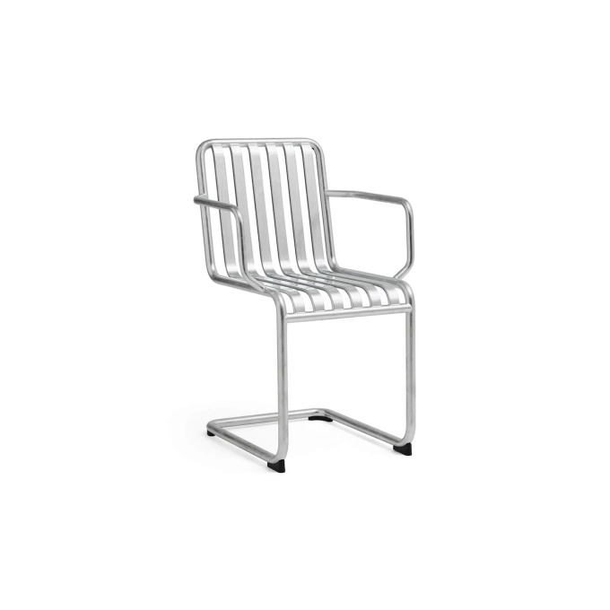 Outdoor Chair and Small Lounge Chair PALISSADE CANTILEVER with armrests Galvanised HAY