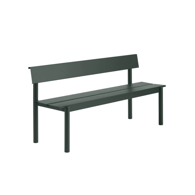 Banc extérieur LINEAR STEEL avec dossier L 170 Vert foncé MUUTO