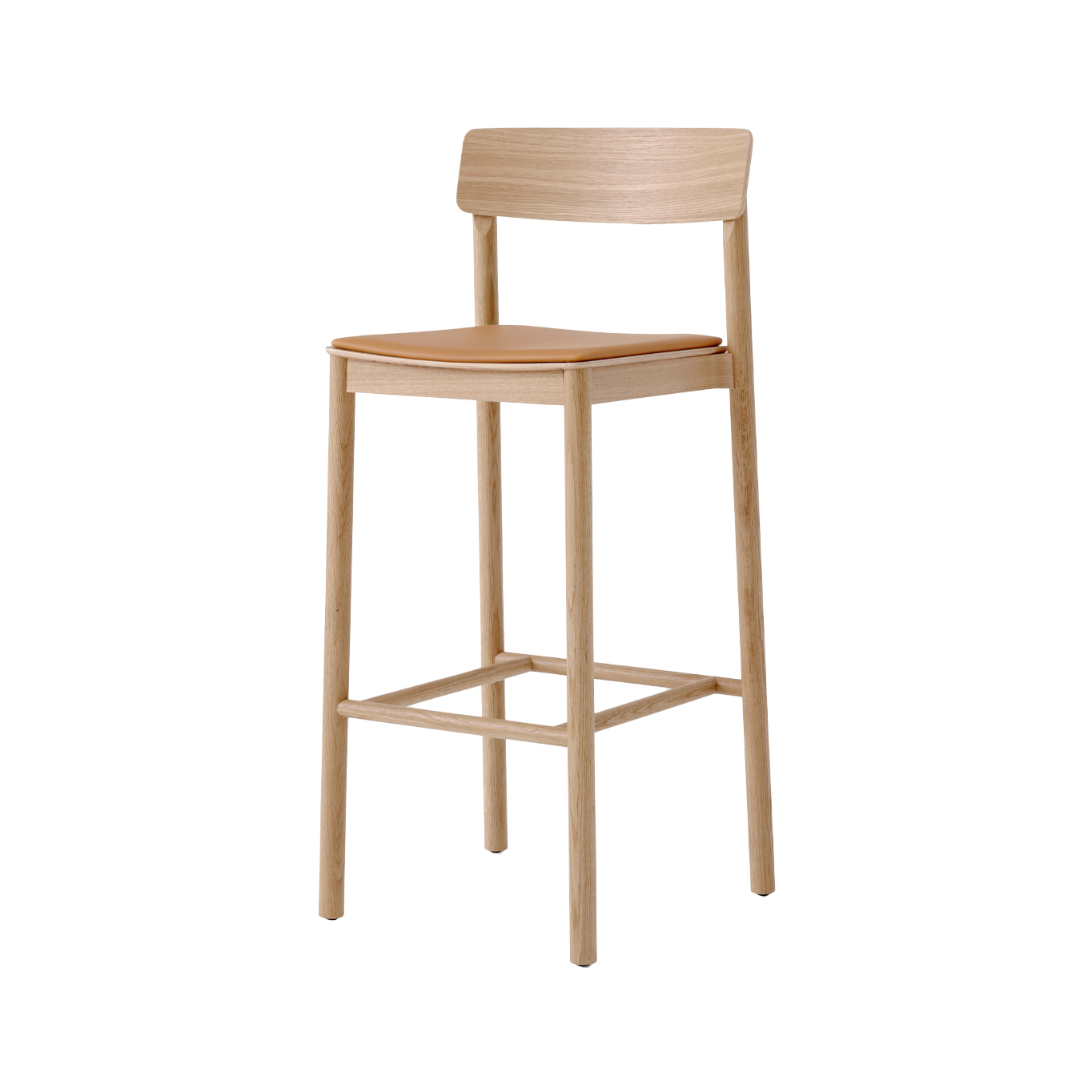 Tabouret haut BETTY TK17 Chêne / Cuir Cognac AND TRADITION