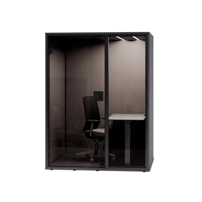 Cabine acoustique BA WORK  Fond plein Noir BERLIN ACOUSTICS