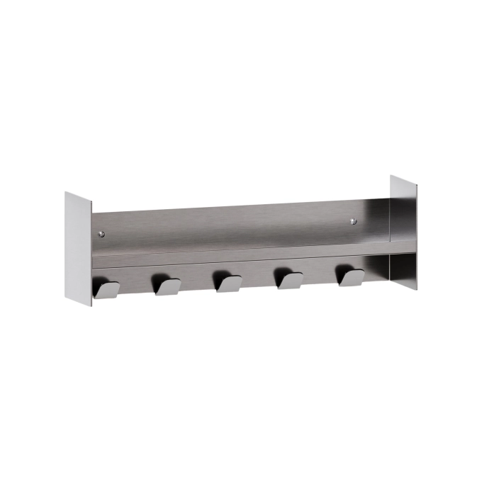 Shelving PLI CORE Brushed Stainless edged with coat racks L 45 TIPTOE