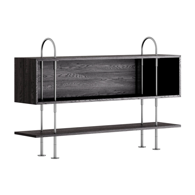 Etagère KEEN 2 arches 160 1 étagère - 1 boite inox-frêne marron noir - 1