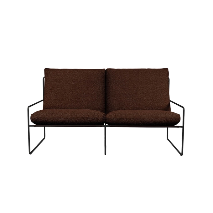 Outdoor Sofa DESERT 2 Seater Brown Black Armrests FERM LIVING