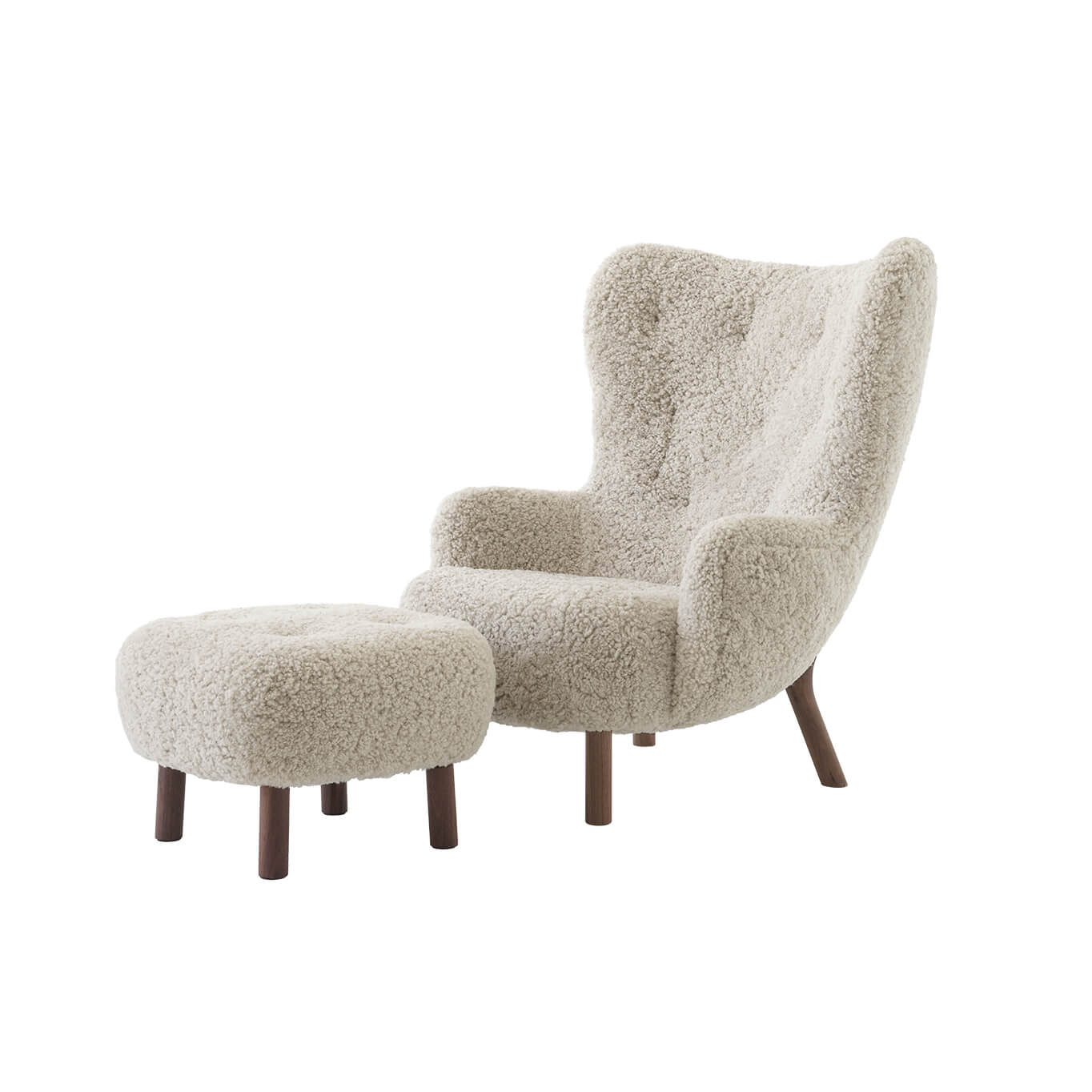 Fauteuil PETRA VB3 & Pouf ATD1 Sheepskin Moonlight AND TRADITION