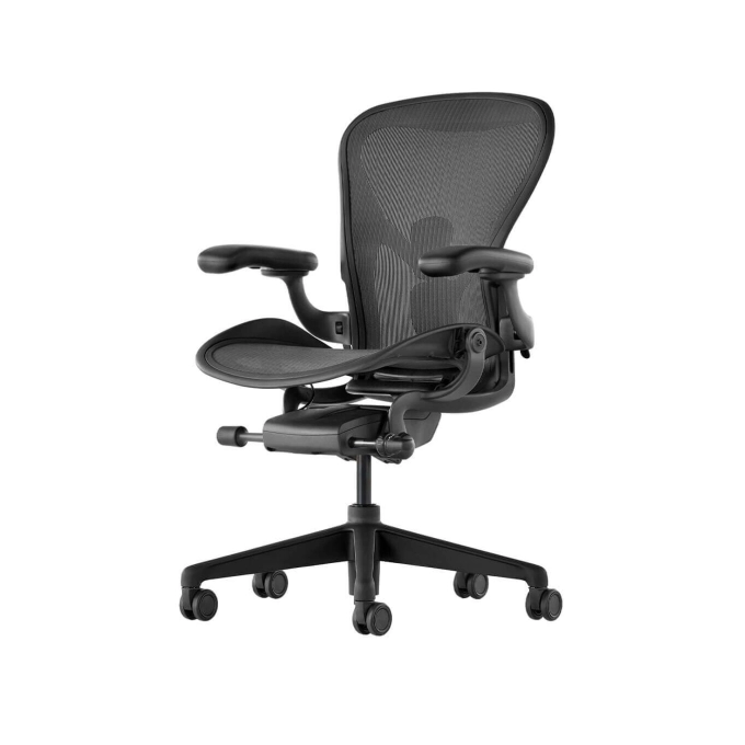 AERON Graphite / Graphite accoudoirs cuir noir HERMAN MILLER