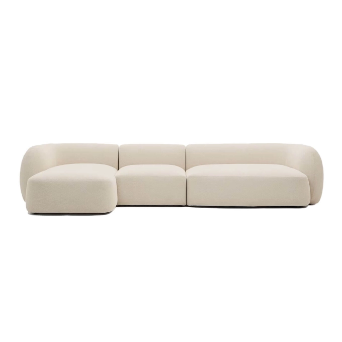 MARTINA modulable 4 places Chenille Ecru méridienne gauche KAVE HOME