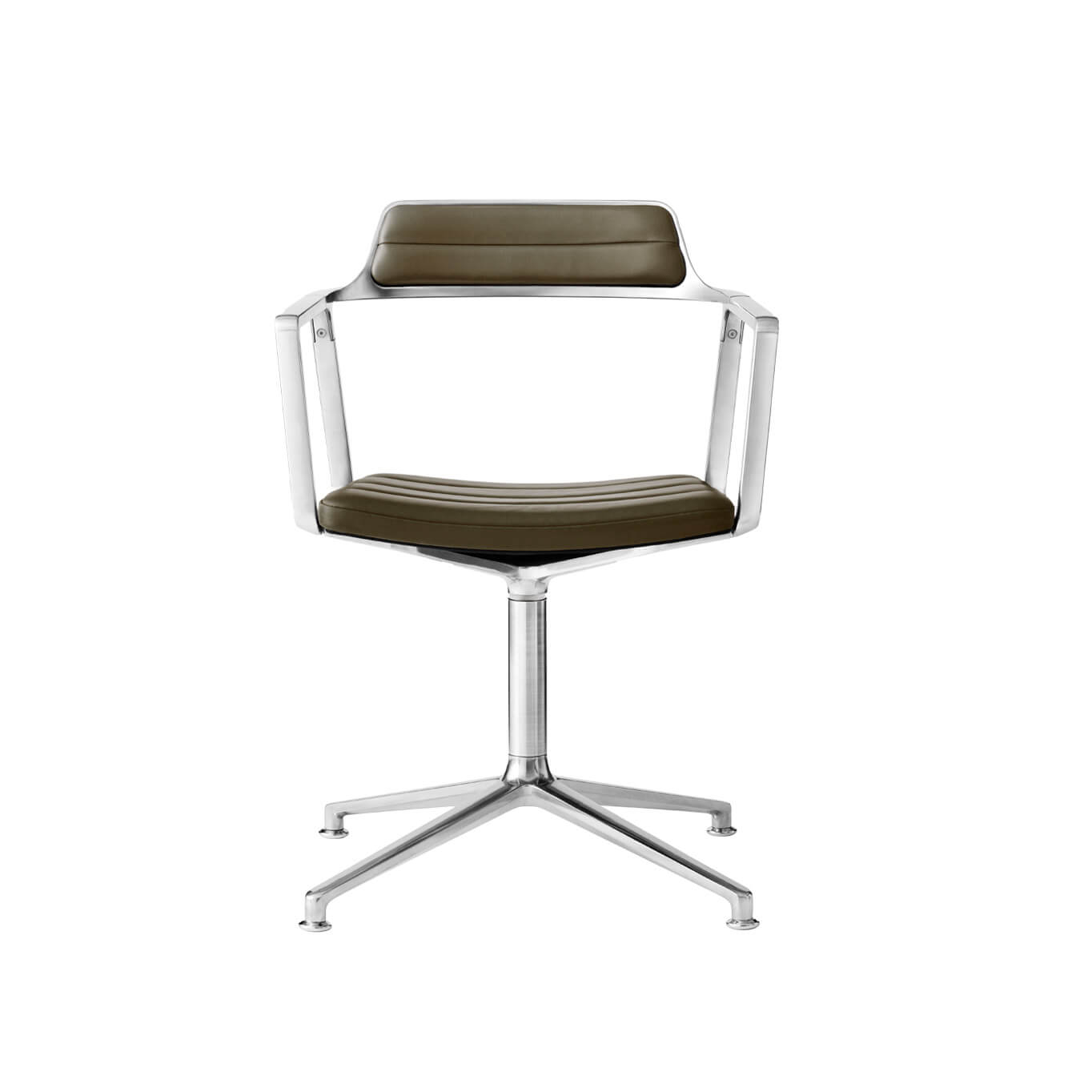 SWIVEL CHAIR 452 sur patins Cuir vert Bosco / Aluminium poli VIPP