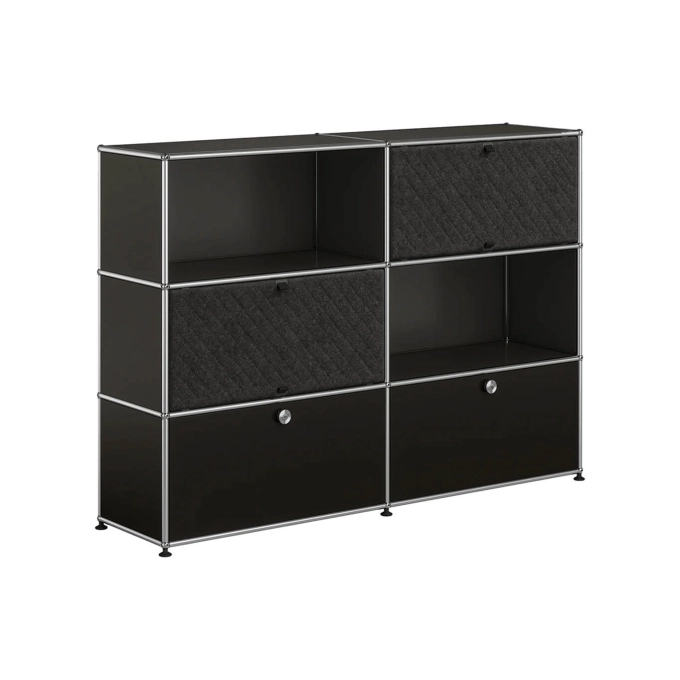 Meuble de rangement USM HALLER M66 Noir Graphite/Soft Panel Gris Foncé USM HALLER