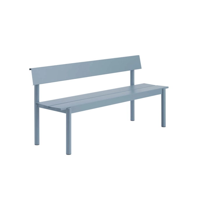 Outdoor Bench LINEAR STEEL with backrest W 170 Pale blue MUUTO