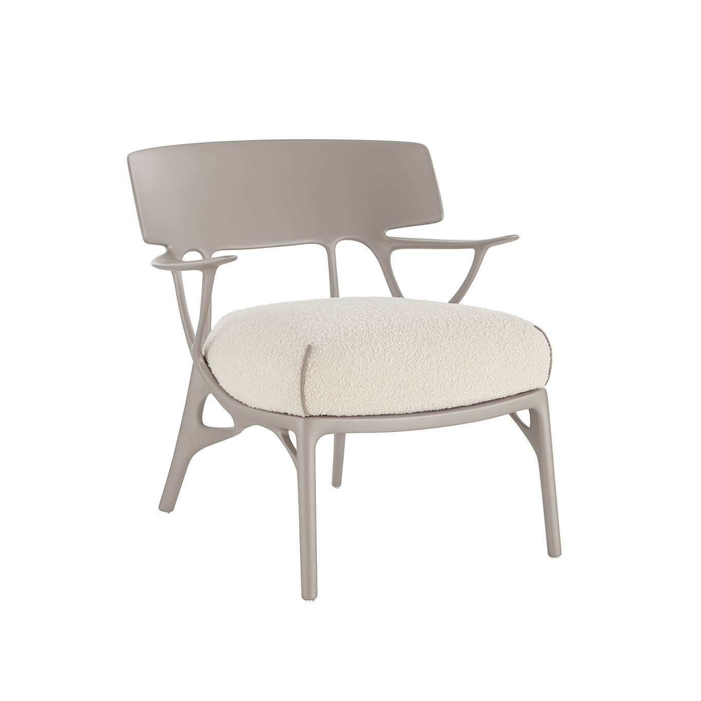 Easy chair A.I. LOUNGE grey/ white boucle KARTELL