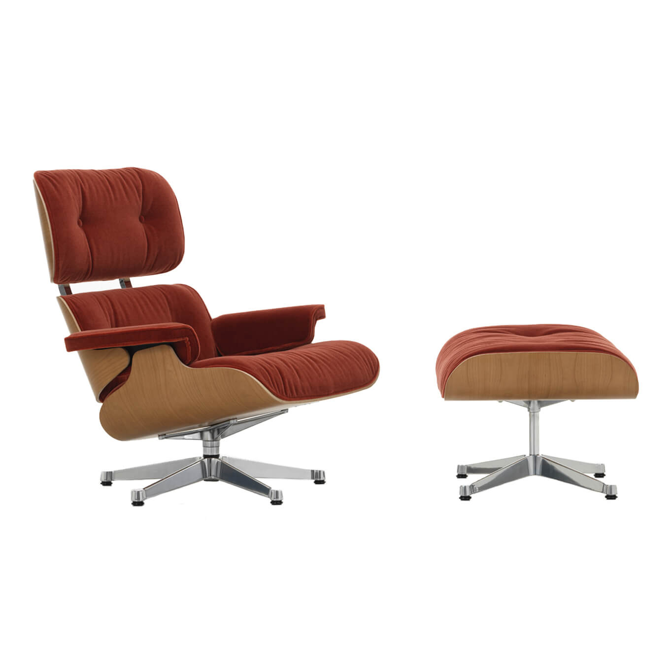 Fauteuil EAMES LOUNGE  & OTTOMAN Calma Brandy / Cerisier naturel VITRA