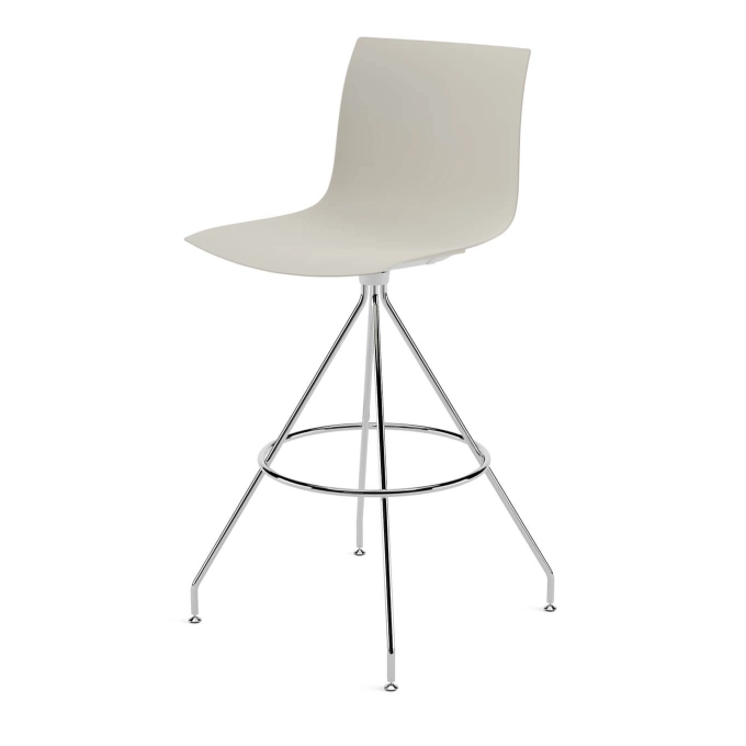 Tabouret haut CATIFA RE 46 pied central H 75 Ivoire ARPER