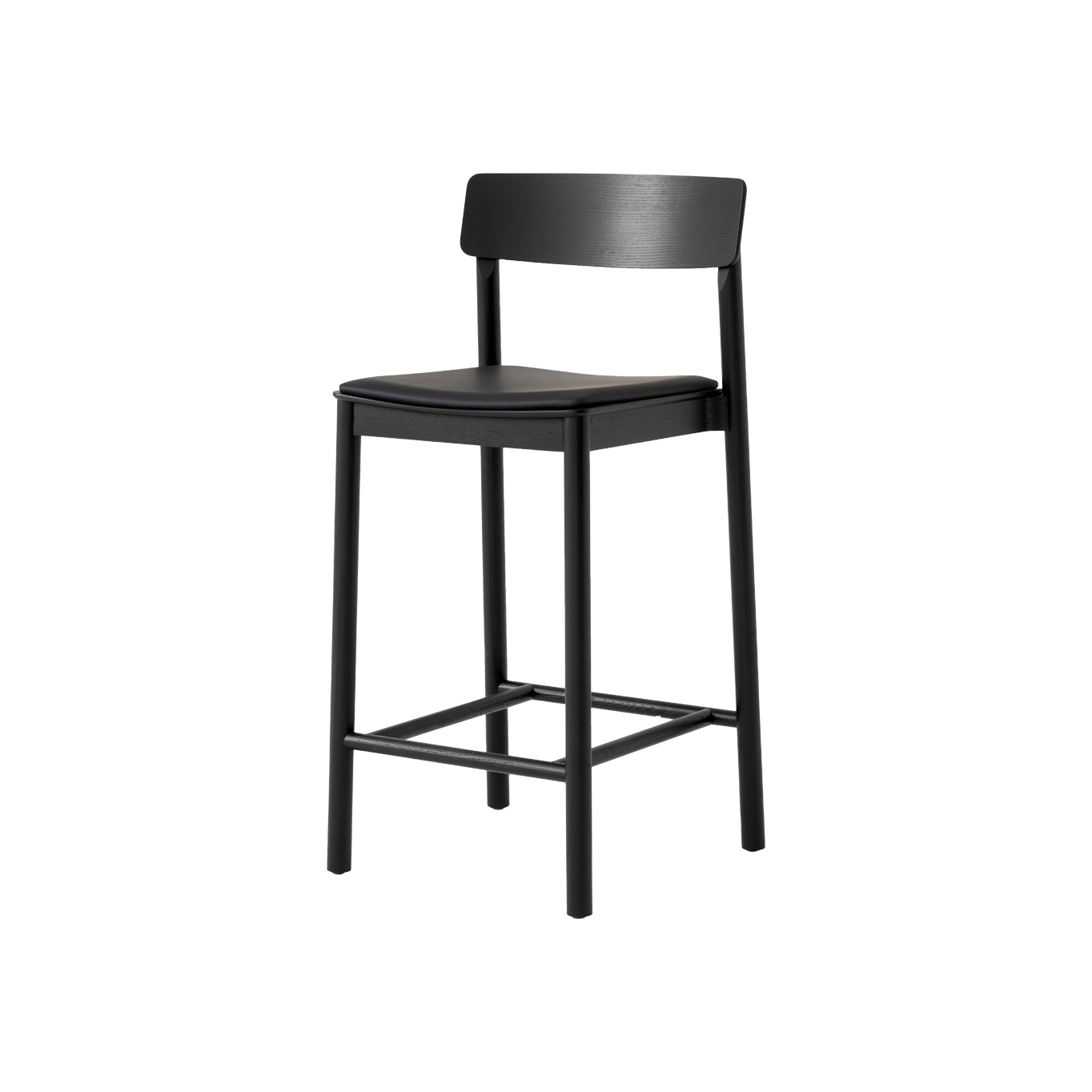 Tabouret haut BETTY TK14 Frêne noir / Cuir noir AND TRADITION