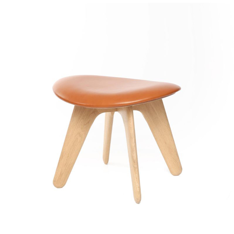 Pouf SLAB OTTOMAN Chêne/Cuir cognac TOM DIXON