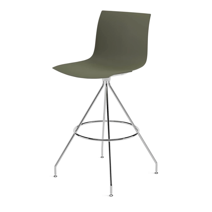 Tabouret haut CATIFA RE 46 pied central H 75 Vert de lande ARPER