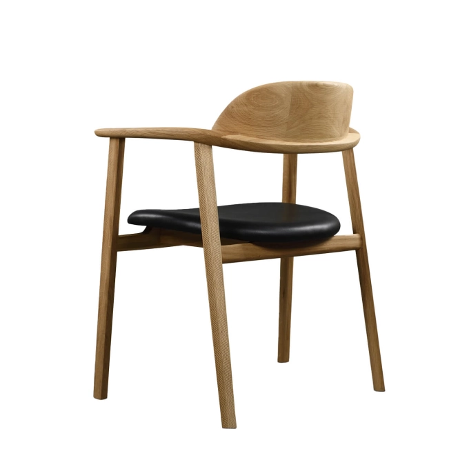 Dining Chair MATI leather Nappa 10000 Black oak white ZANAT