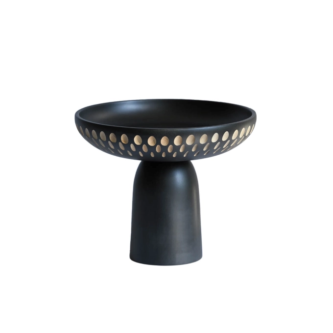 Table Centrepiece NERA bowl large rain drops black and white Maple black ZANAT
