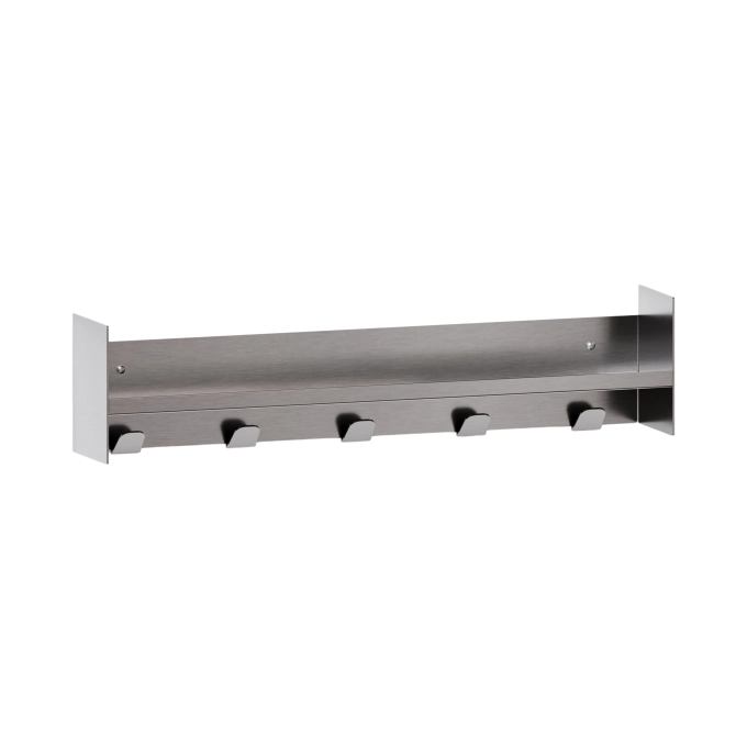 Shelving PLI CORE Brushed Stainless edged with coat racks L 60 TIPTOE